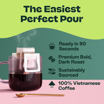 Copper Cow Coffee Premium Vietnamese Coffee: Single-Serve Vanilla Coffees (includes: 24 vanilla coffees)