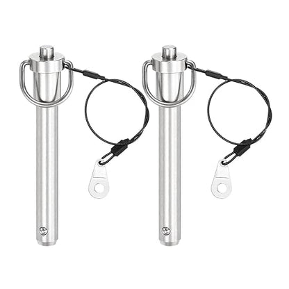 uxcell 2 Pcs Quick Release Pin, 1/2" x 3" (Dia. x L) Push-Button Ball Locking Pin, 304 Stainless Steel, Silver