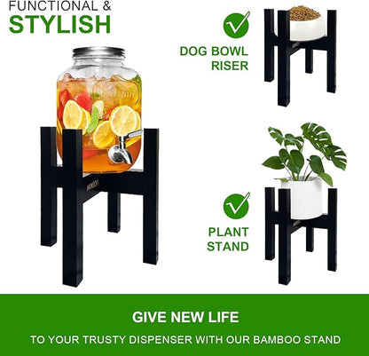 Adjustable Drink Dispenser Holder - Stand for 6-11" Dispenser, Fits 1-3 Gallon Glass Water Jar, Black