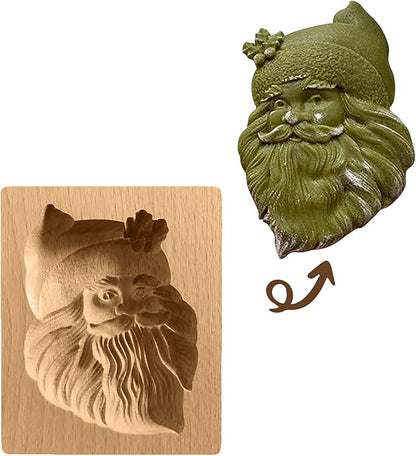 Wooden Cookie Biscuit Mold, 3D Baking Mold, Embossing Craft Decorating Baking Tool, Suitable for Halloween Thanksgiving Christmas Kitchen DIY (Old Man 10 * 8 * 2)
