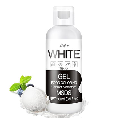 Gel Food Coloring - 4.5oz Vivid Food Coloring Gel for Baking, Cake Decorating, Cookie, Fondant, Macaron - Tasteless Concentrated Edible Food Color Dye for Icing, Slime, Drinks, DIY Crafts (White)