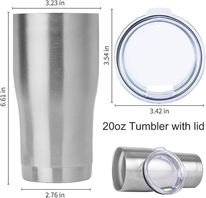 DOMICARE 20oz Tumbler with Lid Stainless Steel Tumblers Bulk, Double Wall Vacuum Insulated Coffee Travel Mug, 4 Pack Stainless Steel