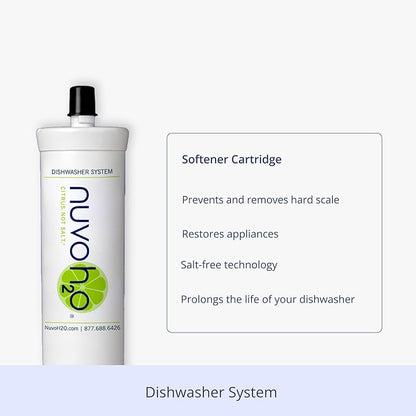 NuvoH2O CitraCharge Pro Spot-Free Dishwasher System – Citrus-Based, Eco-Friendly Water Softener – Reduces Scale – Quick-Connect Install – Protects Dishwashers & Appliances