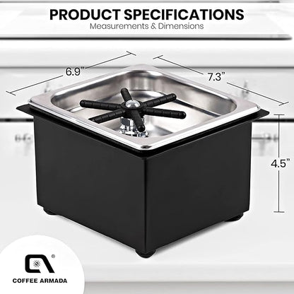 Coffee Armada Glass and Pitcher Rinser – Stainless Steel – High Pressure Auto Jet Washer Press – Essential item for Professional Coffee Shops and Bars 7.3” x 6.9” x 4.5”