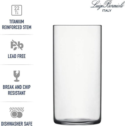 Luigi Bormioli Top Class 11.75 oz Highball Glasses, Set of 6 - Italian Tall Drinking Glasses for Cocktails, Water, Juice - Durable Lead-Free Crystal Drinkware with Reinforced Rims, Modern Glassware