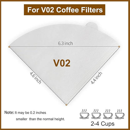 Coffee Filters, Size 02 White Cone Filters, 200 Count Disposable Natural Paper Filters 2-4 Cup, 02 Cone For Pour Over and Drip Coffee Maker