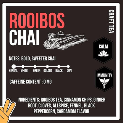 Revival Tea Company Rooibos Chai Tea - Rooibos Red Tea Blend with Fresh Spiced Chai Flavor - Caffeine Free - 24 Tea Bags