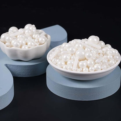 Kasvan White Pearl Sugar Sprinkles - Edible Candy Pearls 130g/4.58 Oz, Mix Size, Baking Cake Decorations, Ice Cream Toppings and Cookie Decorating, Wedding Party Chirstmas Supplies (White) (White)