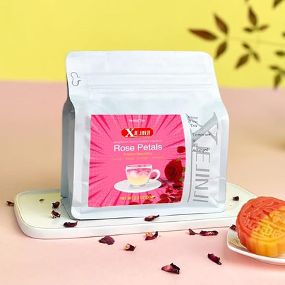 XIEJINJI Dried Rose Petals - 2.8oz/80g, Food-Grade Edible Rose Petals, Dried Flower Petals for Herbal Tea, Decoration, Baking, Crafting