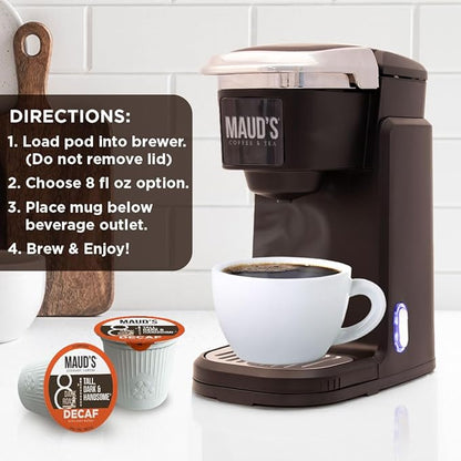 Maud's Decaf Dark Roast Coffee Pods, 100 ct, Decaffeinated Recyclable Single Serve Pods – 100% Arabica Coffee, Compatible with Keurig K Cups Maker