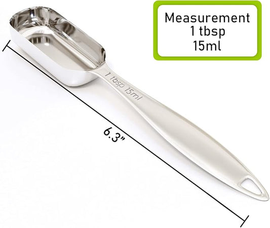 2PCS 1Tablespoon (1tbsp, 3tsp, 15ml, 1/2oz) Single Measuring Spoon, Individual Stainless Steel Long Handle Measure Teaspoon Only