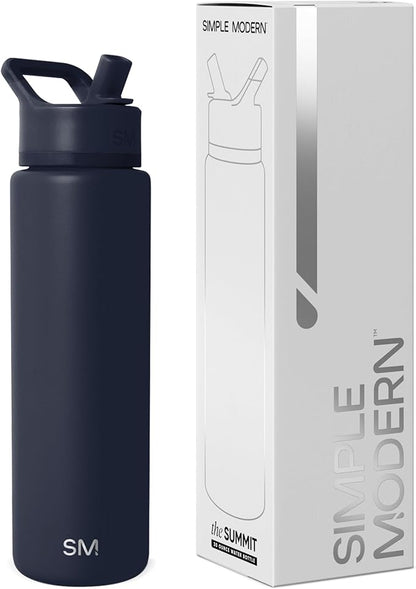 Simple Modern Water Bottle with Straw Lid | Vacuum Insulated Stainless Steel Metal Thermos | Reusable Leak Proof BPA-Free Flask for Sports Gym | Summit Collection | 30oz, Deep Ocean