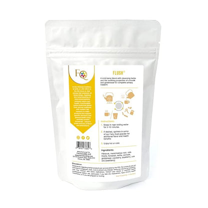 FunctionaliQi Flush Herbal Tea for Urinary Health - Marshmallow Root Milk Thistle Cornsilk and Goldenseal, Hibiscus Blend with Nettles, Cleansing Herbs and Cranberries (14 tea bags)