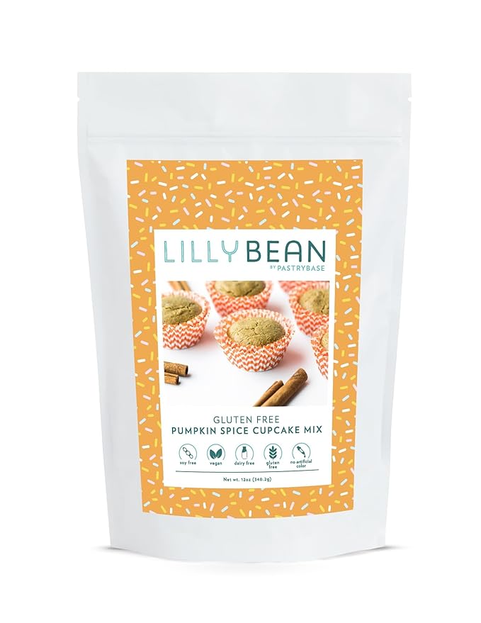 LillyBean Gluten Free Moist Pumpkin Spice Cake and Cupcake Mix with No Artificial Colors - Dairy and Soy Free, Vegan - Makes Delicious Desserts - Cakes, Cake Pops - 12 oz