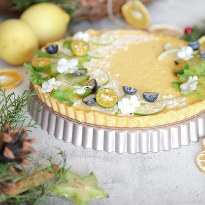 CHEFMADE Tart Pan Set, 7" and 9" Round Pie Pan with Removable Loose Bottom, Non-Stick Carbon Steel Quiche Pan for Oven Baking