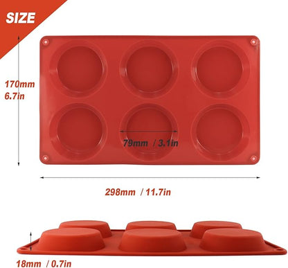 3-Pack Silicone Egg Molds - 3x0.7 Inch Round English Muffin & Breakfast Sandwich Maker, Reusable Non-Stick Baking Pan for Egg Patties, Whoopie Pies, Oven Safe