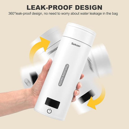 Sekaer Portable Electric Tea Kettle Travel Small Mini Coffee Kettle, with 4 Variable Presets, Personal Hot Water Boiler 304 Stainless Steel with Auto Shut-Off & Boil Dry Protection, SY-618A