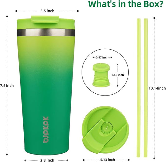 BJPKPK 22oz Tumbler With lid And Straw Stainless Steel Travel Coffee Mug Insulated Tumblers Cups,Bamboo Grove