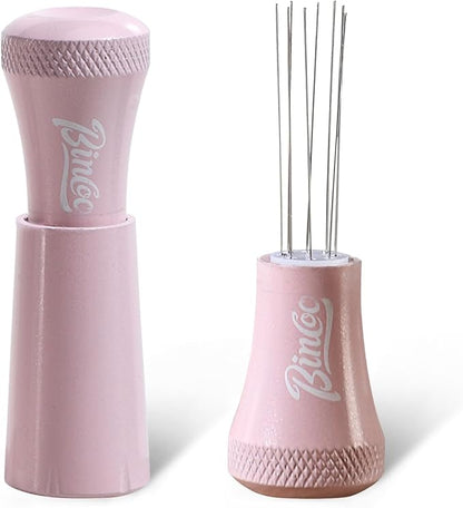 WDT Espresso Distribution Tool - Espresso Stirrer Tool For Barista, Espresso Tamper With Stainless Steel Retractable Needles (PINK)
