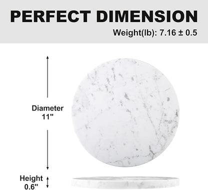 Koville Italian Natural Marble Cutting Board for Kitchen, 11inch Round Hand Crafted Marble Slab for Cheese, Charcuterie, Pastry Board - Wedding Gift, House Warming Gift(Bianco Carrara)