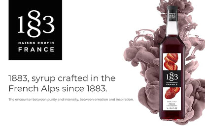 1883 Strawberry Syrup for Drinks, Made in France, 1 Liter Glass Bottle