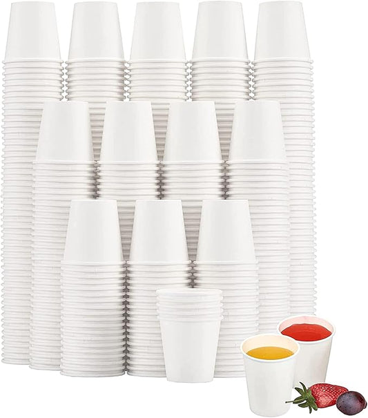 600 Pack 3 oz Paper Cups, Disposable Bathroom Cups, Small Mouthwash Cups, White Paper Cups, Hot/Cold Beverage Drinking Cup for Bathroom, Home, Party, Office, Picnic, Travel and Events