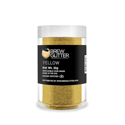 Yellow BREW GLITTER Edible Glitter For Drinks, Cocktails, Beer, Garnish Glitter & Beverages | KOSHER & HALAL Certified | 100% Edible & Food Grade | Vegan, Gluten, Nut Free (25g, Yellow)