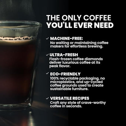 Luxury Instant Espresso - 160mg Caffeine, Hot or Iced Instant Coffees, Cold Brew Coffee, Double Shot Espresso, 12 Counts, 100% Arabica, Sugar Free, No Additives - Original Diamond Brew
