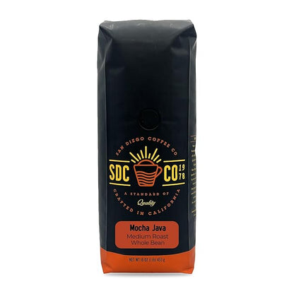 San Diego Coffee Mocha Java, Medium Roast, Whole Bean Coffee, 16-Ounce Bag Café en grano tostado
