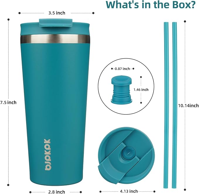 BJPKPK 22oz Tumbler With lid And Straw Stainless Steel Travel Coffee Mug Insulated Tumblers Cups,Laguna