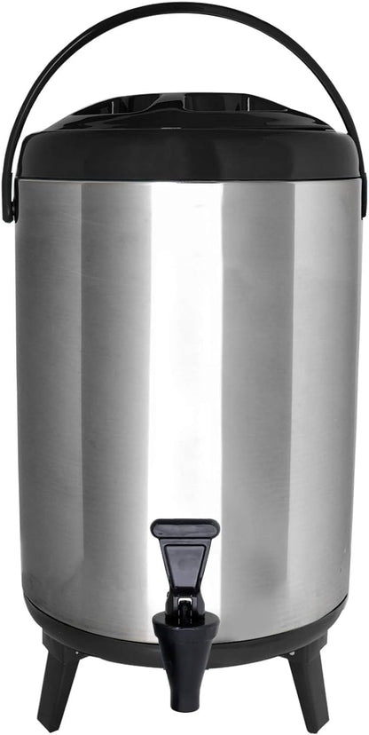 Stainless Steel Insulated Beverage Dispenser – Insulated Thermal Hot and Cold Coffee Carafe – 12 Liter Drink Dispenser with Spigot for Hot Water, Tea & Coffee, Cold Milk, Juice & More BLACK