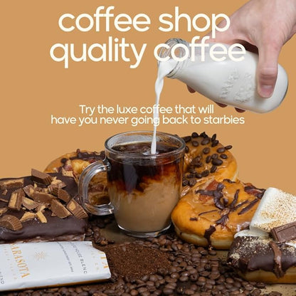 Sarasota Coffee Ground Packets | Gourmet Flavored Medium Roast Bulk Coffee Packs | Salted Caramel | Low Acid Mold Free Singles Individual Pouches for 12 Cup Coffee Maker | 2.5 Ounce Bags, 36 Count