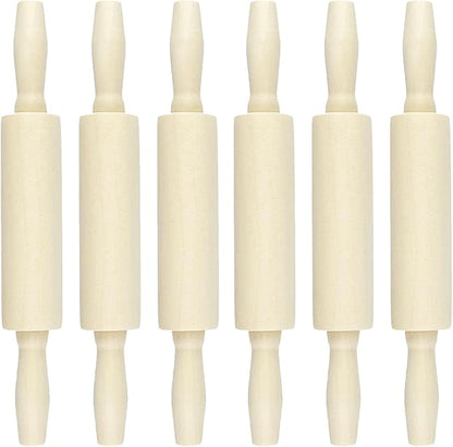 6 Pack Wood Small Rolling Pin for Kids, 7.9 Inch Kids Rolling Pin for Home Kitchen