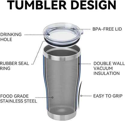 DOMICARE 20oz Stainless Steel Tumblers with Lid, Powder Coated Tumbler, Double Wall Vacuum Insulated Coffee Travel Mug(Dark Blue, 12)