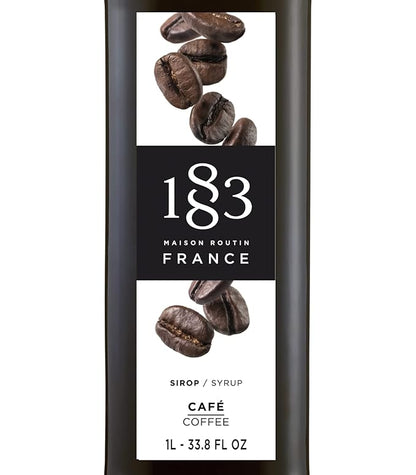 1883 Coffee Syrup, Coffee Syrup for Drinks, Made in France, 1 Liter Glass Bottle
