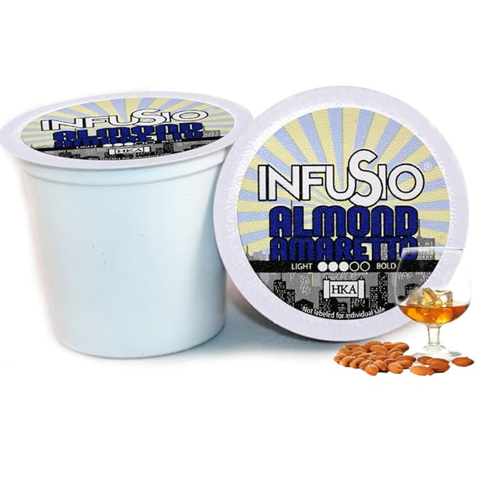InfuSio Almond Amaretto Coffee pods, Single Serve Flavored Coffee Pods for Keurig K Cups Brewers - Premium Roasted 96 count