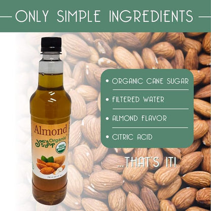 Joe’s Syrup Organic Flavored Syrup, Organic Almond, 750 ml