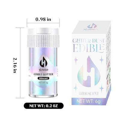 Iridescent Edible Glitter for Cocktails - Rainbow Luster Dust Edible Iridescent Drink Glitter Food Grade Shimmer Powder for Cakes Beverage Chocolate, 6g