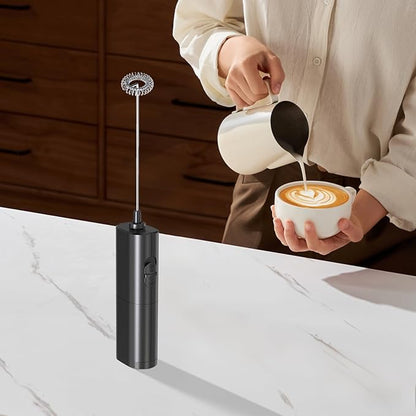 YARRAMATE Mini Powerful Milk Frother Wand, Fast Battery Operated Coffee Mixer, Handheld Drink stirrer, Electric whisk Foam Maker for Lattes, Cappuccino, Matcha, Hot Chocolate (Black)
