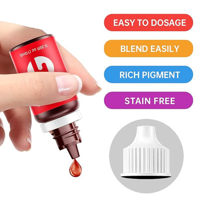 Food Coloring Liquid Food Dye Water Based Food Color 6 Colors x 10 ml Liquid Food Coloring Set for Baking Icing Cake Decorating Easter Egg - 2.1 Fl Oz