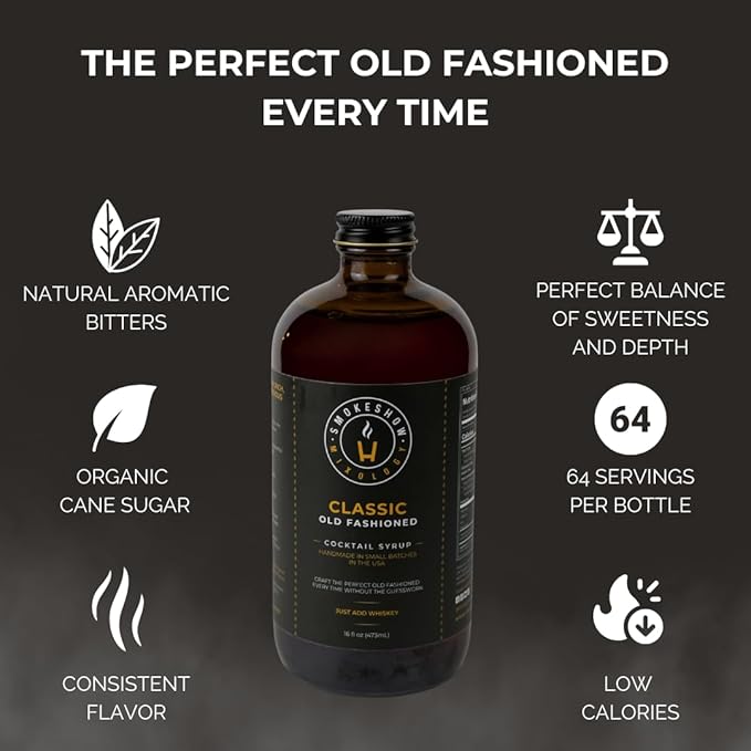 Smokeshow Cocktail Syrup - 64 Servings (16 oz, Old Fashioned Maple Bacon)