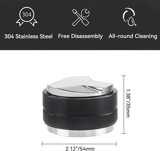 Espresso Accessories Kit 2-in-1 Coffee Distributor and Tamper Leveler, WDT Tool and Magnetic Dosing Funnel (54mm)