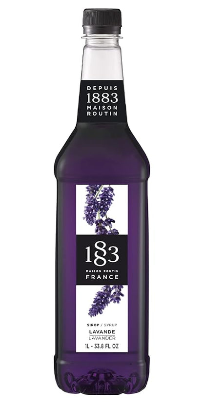 1883 Lavender Syrup for Drinks – Floral Flavoring Syrup for Coffee, Cocktails & Lemonades – 1 Liter Plastic Bottle – Made in France