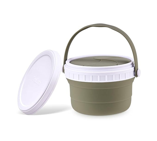 No Spill Silicone Toddler Snack Containers, Detachable Silicone Flap for Filling&Cleaning, Crumb-Free Hard Plastic Screw Travel Lid, Ultra-Soft for Baby Kids Hand In-Out, Snack Cup Holder 12 oz