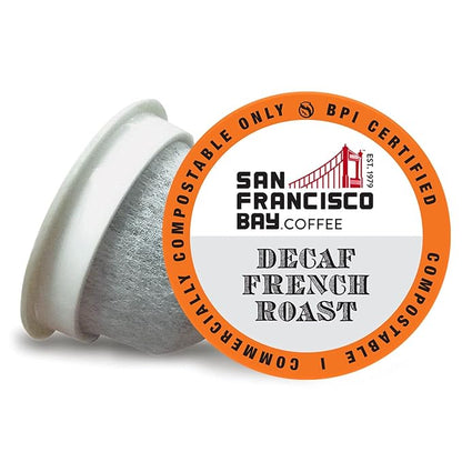 San Francisco Bay Compostable Coffee Pods - DECAF French Roast (80 Ct) K Cup Compatible including Keurig 2.0, Dark Roast, Swiss Water Processed