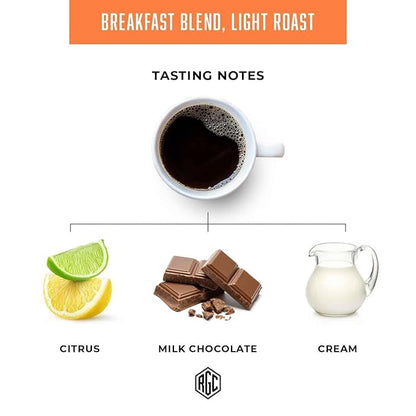Real Good Coffee Company Whole Bean Light Roast Coffee - Breakfast Blend Light Roast Coffee Beans - Fresh Roasted Brew with Citrus & Chocolate Notes - 32 Oz