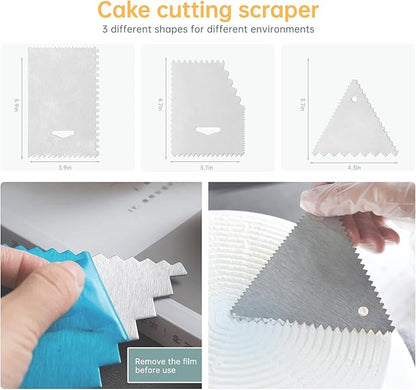 12 Inch Round Aluminum Revolving Cake Decorating Stand,35 pcs Cake Turntable Kit Supplies, Rotating Cake Stand,for Cake,Pastries and Cake Decorations