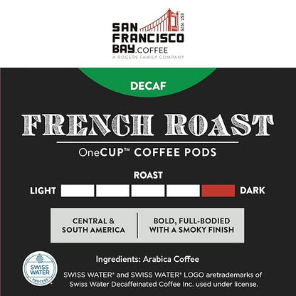 San Francisco Bay Compostable Coffee Pods - DECAF French Roast (80 Ct) K Cup Compatible including Keurig 2.0, Dark Roast, Swiss Water Processed