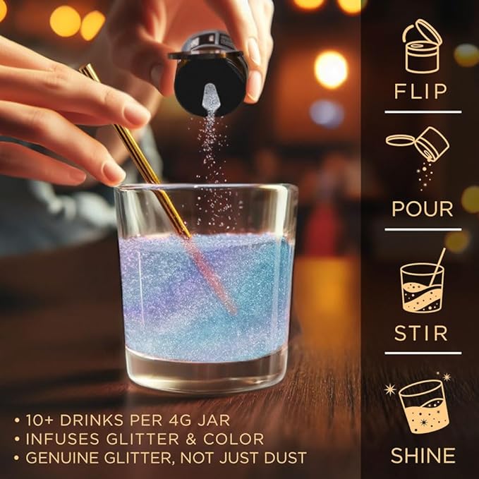 Blue Iridescent Brew Glitter Edible Glitter for Drinks, Cocktails, Beer, Garnish Glitter & Beverages | 100% Edible & Food Grade | Vegan, Gluten, Nut Free (25g Spray Pump, Blue Iridescent)