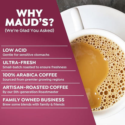 Maud's Decaf Coffee Pods Variety Pack, 80 ct, 9 Assorted Roasts & Flavors, Decaffeinated Medium Roast Coffee in Recyclable Single Serve Pods - 100% Arabica Coffee, Compatible with Keurig K Cups Maker